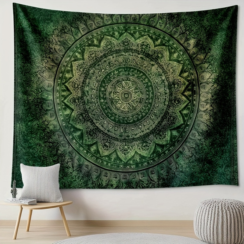 Photo Booth Machine - VIKAMA Bohemian Green Mandala Floral Tapestry,